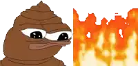 a cartoon of a frog next to a fire