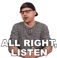 All Right Listen Jared Dines Sticker - All Right Listen Jared Dines Listen Up Stickers