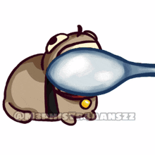 a cartoon of a dog holding a spoon in its mouth with the hashtag @m3amstravianszz