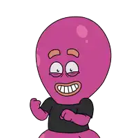 a cartoon character is surrounded by confetti and has a black shirt on