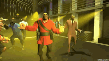 a group of men are dancing in a video game with the watermark stblackst on the bottom