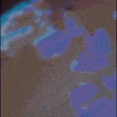 a purple and blue background with a blue light coming out of it