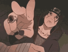 a cartoon character is pointing at the camera while holding a screw in his hand .