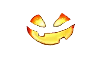 a halloween pumpkin face with a glowing mouth