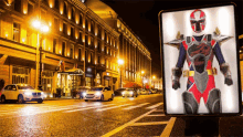 a billboard with a ninja warrior on it