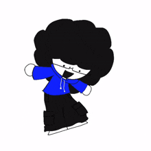 a cartoon character with an afro wearing a blue hoodie