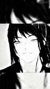 a black and white drawing of a girl with blue eyes and the words " no take " on the bottom