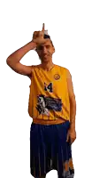 a basketball player wearing a yellow jersey with the number 14 on it