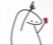 a stick figure is holding a microphone and a red cup .