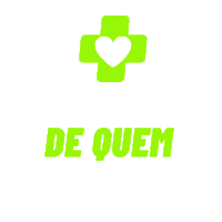 a green cross with a heart in the middle and the words de quem below it