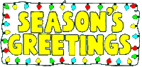 a sign that says season 's greetings with christmas lights surrounding it