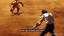 a man in a white shirt says he stepped back did he slip on blood and sweat gifrun.com