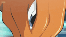a close up of a cartoon character 's eye with the bbc logo on the bottom right