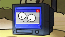 a computer monitor with an x on it