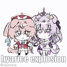 a pixel art explosion with the words hyarice explosion in white letters