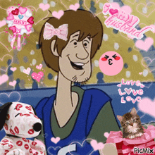 a picture of scooby doo and snoopy with hearts and the words love and husband on the bottom