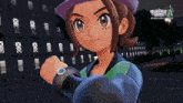 a pokemon legends advertisement shows a girl wearing a watch on her wrist