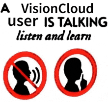 a visioncloud user is talking listen and learn poster