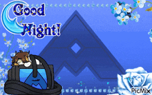 a picture of a person sleeping with the words good night