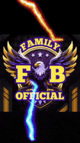 a logo for family fb official with an eagle and lightning