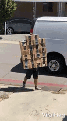 Carrying Boxes Viralhog GIF - Carrying Boxes Viralhog Amazon Delivery Fail GIFs