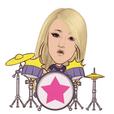 Drummer Girl Drumming Sticker - DrummerDrummer Girl Drumming Sticker - Drummer  