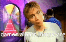 a picture of a man with the words damon albarn jumpscare on it