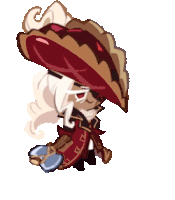 a pixel art drawing of a pirate cookie wearing a cowboy hat .