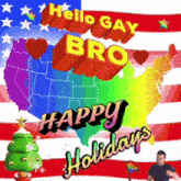 a poster that says happy holidays and hello gay bro