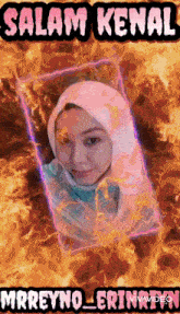 a picture of a woman with the words salam kenal