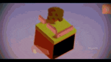 a cartoon drawing of a cube with a tree and a sign that says no crime