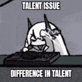 a cartoon character is sitting at a table with a dj mixer and a microphone .