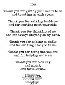 a black and white poem that says ' you ' on it