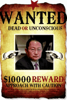 a wanted poster with a picture of a man and a $ 10000 reward