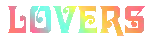the word lovers is written in a colorful font on a white background