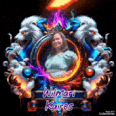 a picture of a woman surrounded by lions with the name wilmari kairos