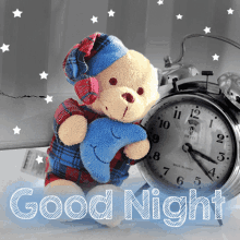 goodnight bear clock sparkle cute