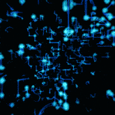a computer generated image of a maze with blue lines and arrows