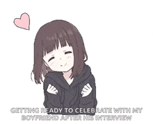 a girl is getting ready to celebrate with her boyfriend