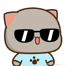 a cartoon cat wearing sunglasses and a shirt .