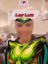 a cartoon drawing of a woman with the name lois lane on her head