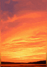 a painting of a sunset over a body of water