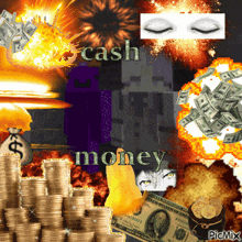 a collage of images with the words cash money on top