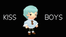 a cartoon character with the words kiss boys written above him