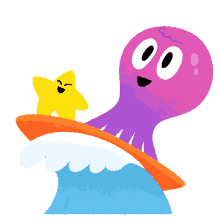 funder the sea octopus purple starfish yellow