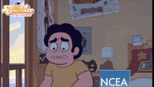 a cartoon of steven universe with a n cea logo in the corner