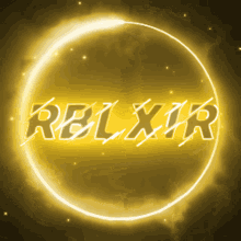 a glowing circle with the word relxir in it