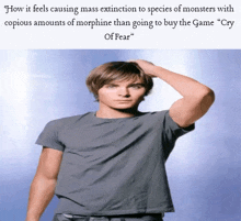 a man scratching his head with a quote about mass extinction to species of monsters