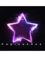 a purple star is glowing in the dark with the words " capisuenos " below it