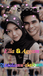 a picture of a man and a woman with the words ella & aggan